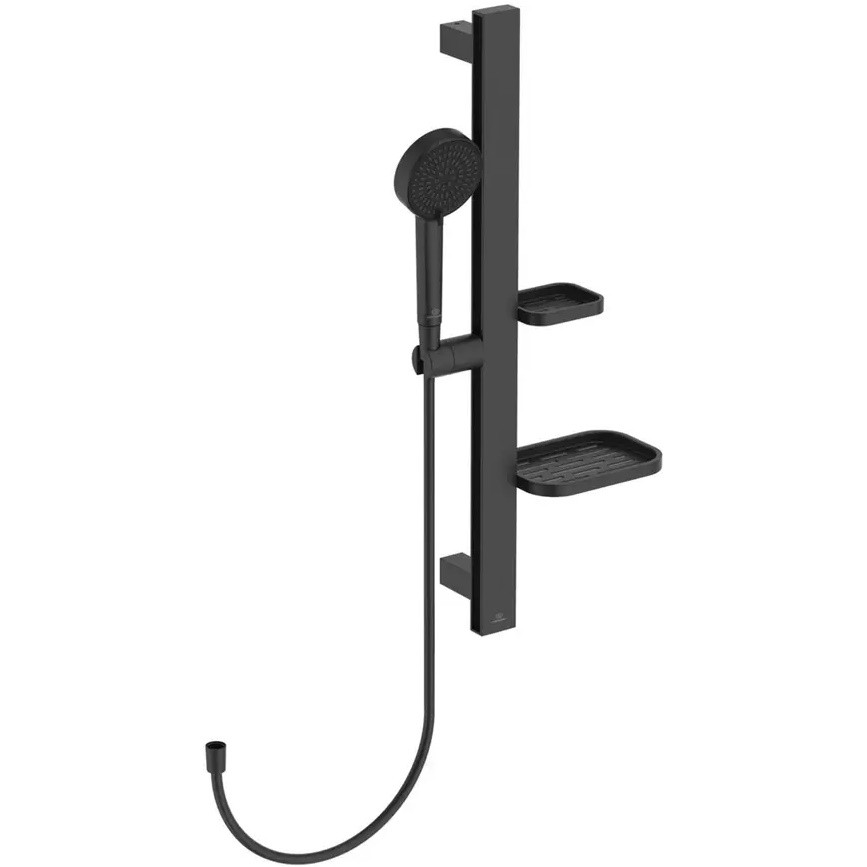 Ideal Standard IdealRain Alu+ Set dus cu bara 60 cm si doua rafturi, negru mat (silk black)