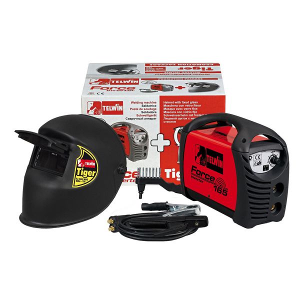 Invertor sudura MMA Telwin FORCE165ACXM_N, 150 A, electrozi 1.6-4 mm, masca TIGER, cu accesorii