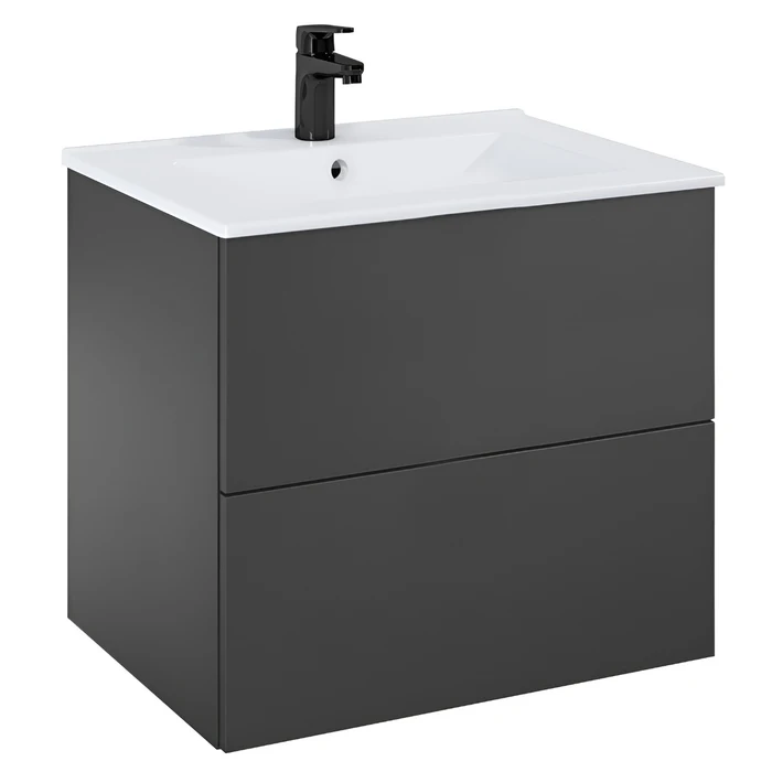 Masca baie + lavoar Roca Fancy A852009531, cu sertare, gri inchis mat, suspendat, 61.5 x 46.5 x 55.1 cm