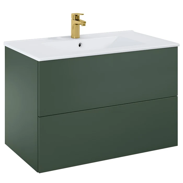 Masca baie + lavoar Roca Fancy A852010534, cu sertare, verde mat, suspendat, 81.5 x 46.5 x 55.1 cm