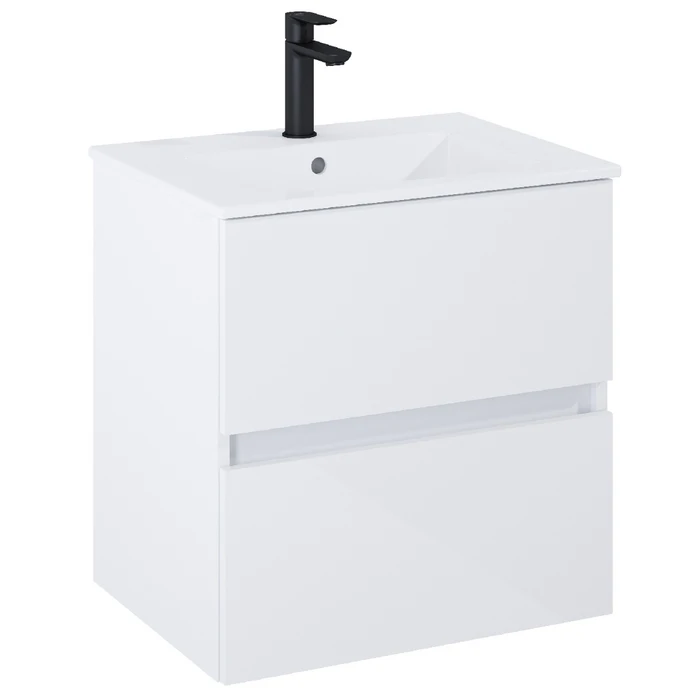 Masca baie + lavoar Roca N-Cube A852503806, cu sertare, alb lucios, suspendat, 55 x 43 x 56.5 cm