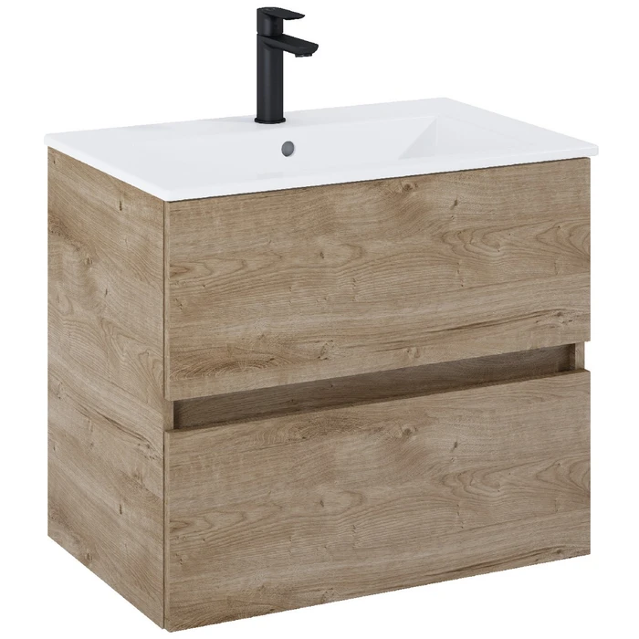 Masca baie + lavoar Roca N-Cube A852504808, cu sertare, stejar rustic, suspendat, 65 x 43 x 56.5 cm