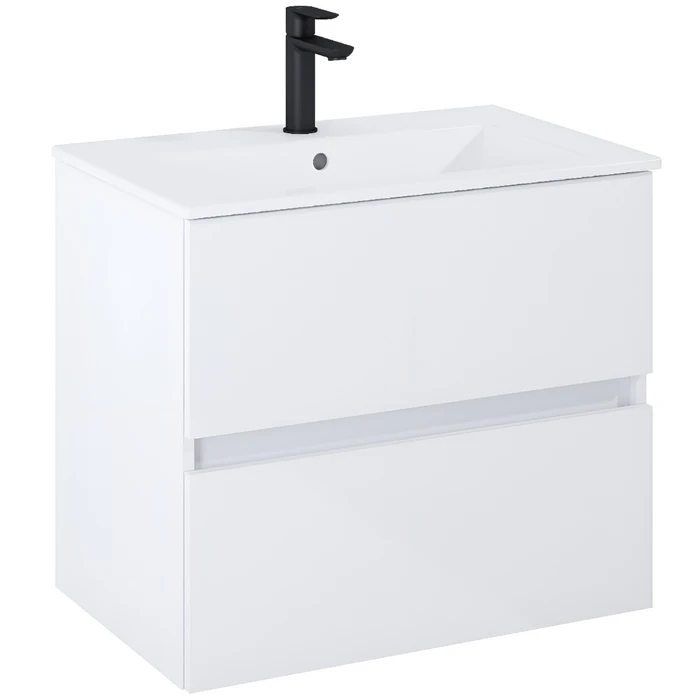 Masca baie + lavoar Roca N-Cube A852504806, cu sertare, alb lucios, suspendat, 65 x 43 x 56.5 cm