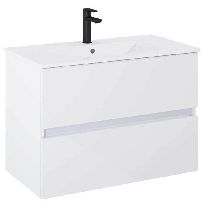 Masca baie + lavoar Roca N-Cube A852505806, cu sertare, alb lucios, suspendat, 80 x 43 x 56.5 cm