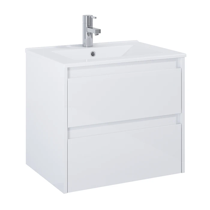 Masca baie + lavoar Roca Unik Claudia, cu sertare, alb mat, suspendat, 60 x 45 x 63.5 cm