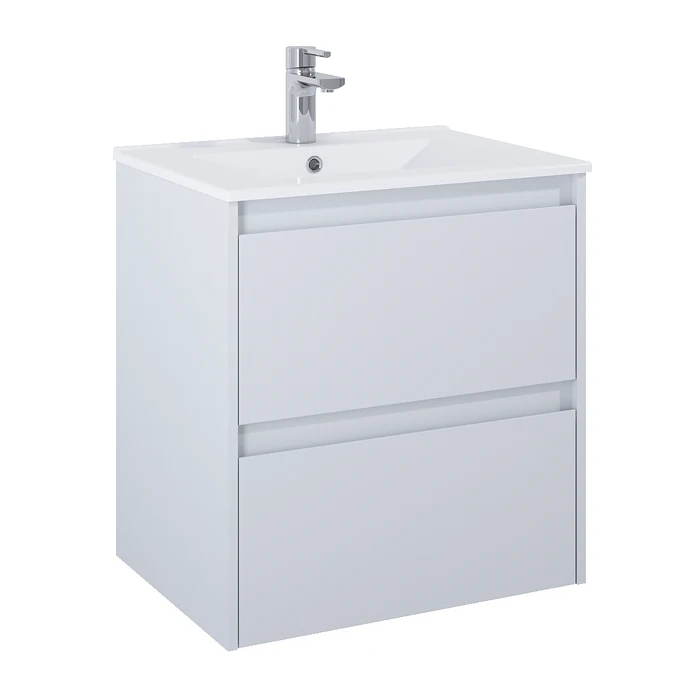 Masca baie + lavoar Roca Unik Claudia, cu sertare, gri mat, suspendat, 60 x 45 x 63.5 cm