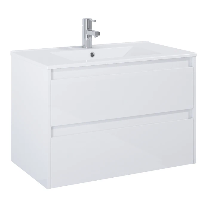 Masca baie + lavoar Roca Unik Claudia, cu sertare, alb mat, suspendat, 80 x 45 x 63.5 cm