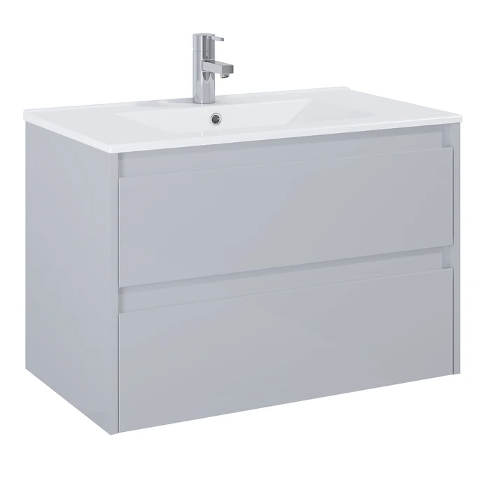 Masca baie + lavoar Roca Unik Claudia, cu sertare, gri mat, suspendat, 80 x 45 x 63.5 cm