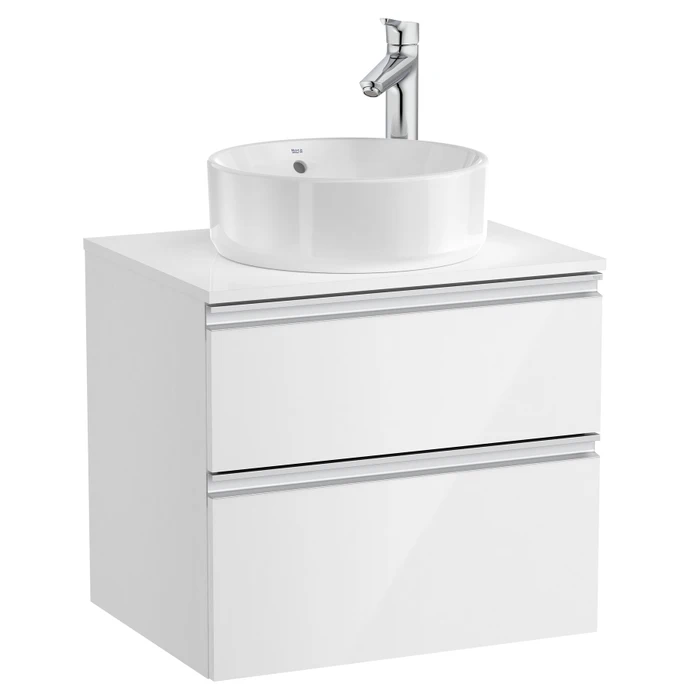 Masca baie pentru lavoar, Roca Gap A85150080, cu sertare, alb, montaj suspendat, 60.5 x 46.0 x 53.7 cm