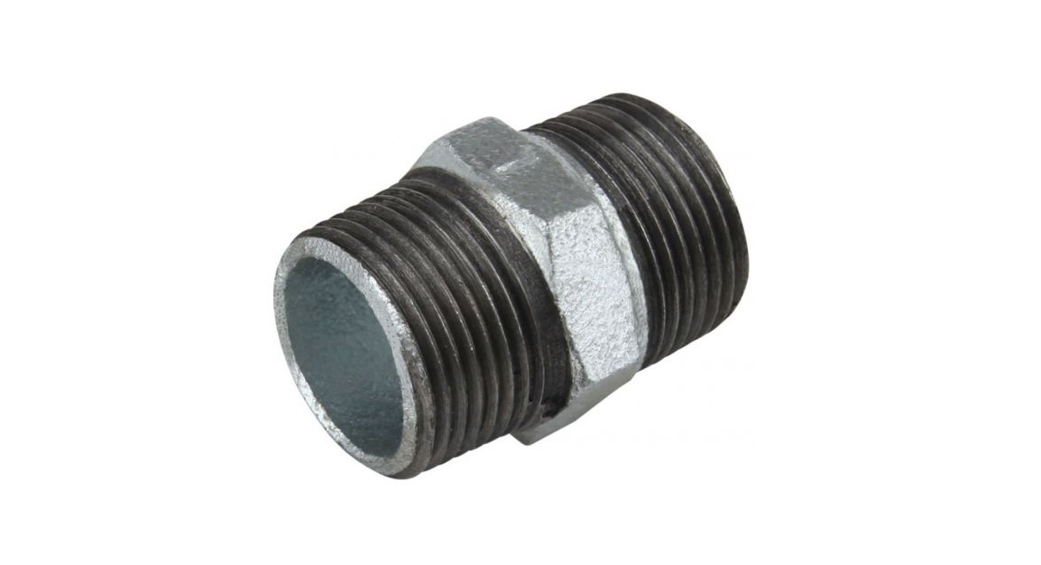 Niplu fonta zincata, filet exterior, 1/2