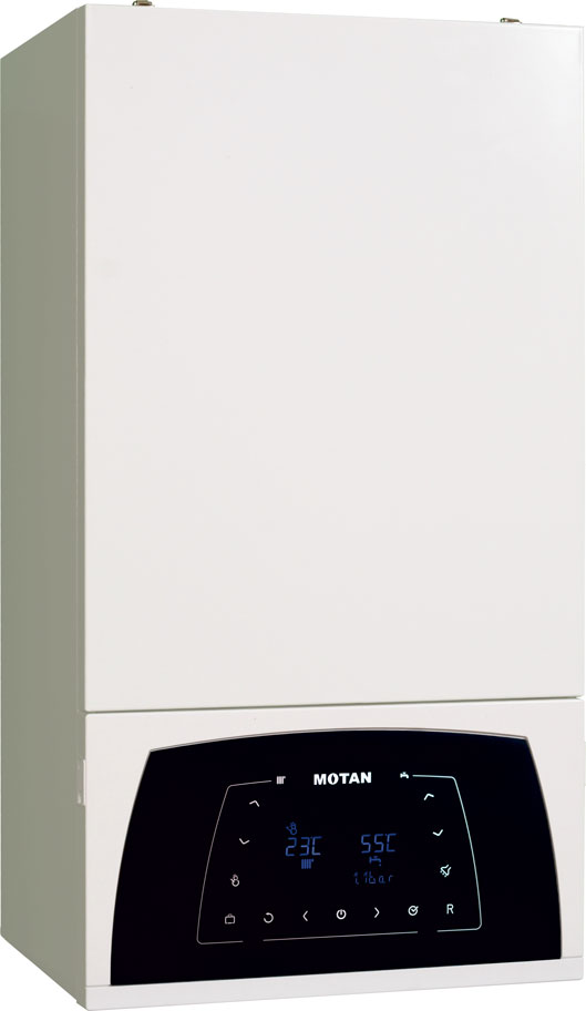 Pachet apartament cu 3 camere centrala termica Motan Condens Plus 100 25 kW condensatie termostat Salus IT 500 kit evacuare inclus calorifere otel kit armaturi centrala robineti calorifer