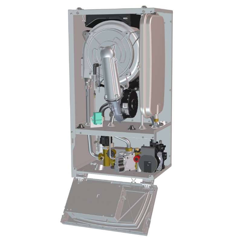 Pachet apartament cu 2 camere centrala termica pe gaz in condensare Motan Condens KPlus 22.5 kW kit evacuare termostat calorifere otel kit armaturi centrala robineti calorifer