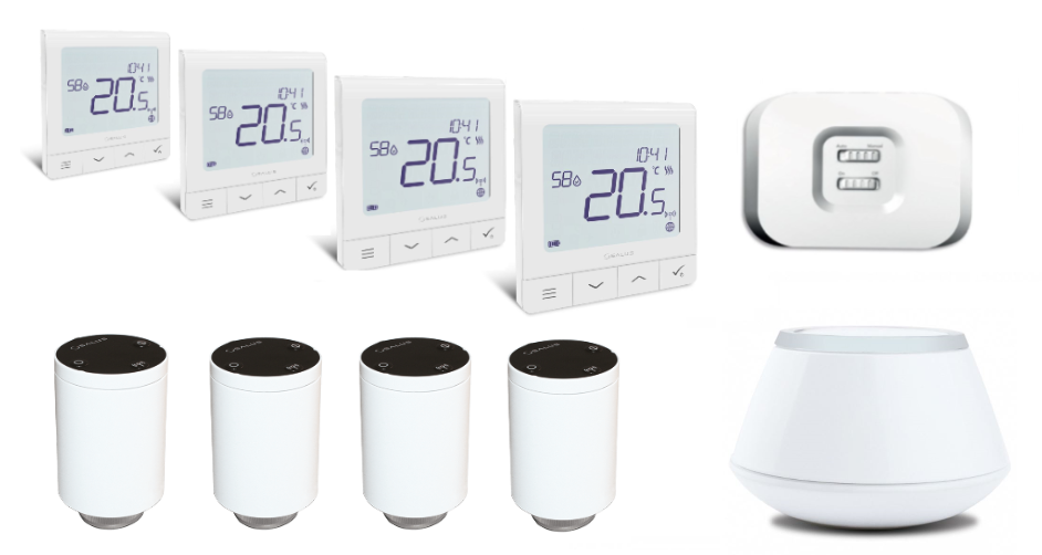 Pachet automatizare Salus Smart Home apartament sau casa 4 zone, pentru calorifere, termostat SQ610RF