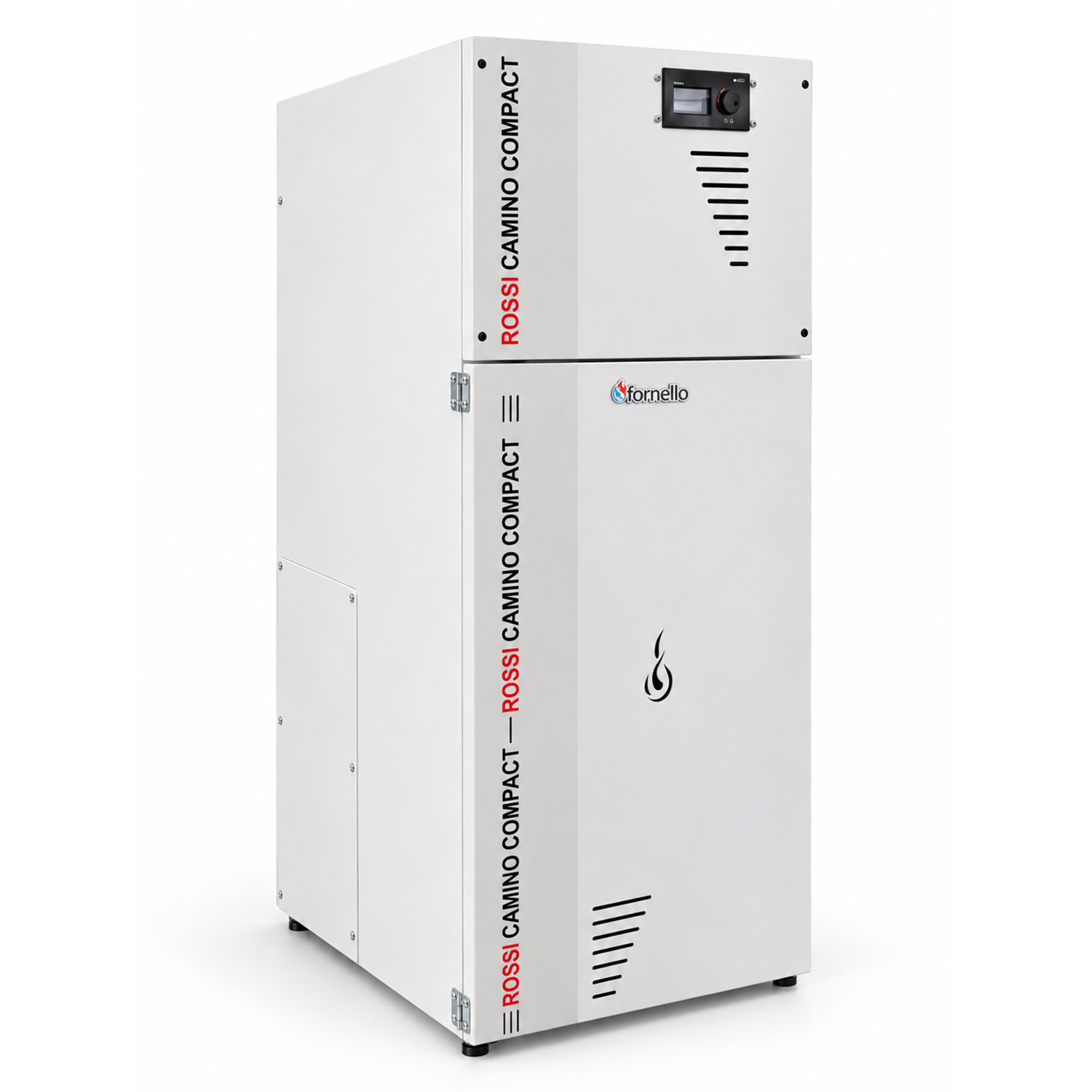 Pachet Centrala termica compacta pe peleti Fornello Rossi Camino Compact 35 kw pompa de circulatie vas expansiune tiraj fortat Ecodesign A+ Kit evacuare 3.5 ml Boiler Termoelectric Fornello 100 l Termostat Salus 091FLRFV2 Aspirator si Kit mo
