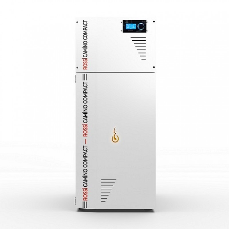 Pachet Centrala termica pe peleti Fornello Rossi Camino Compact 25 kw pompa de circulatie vas expansiune tiraj fortat Ecodesign A+ Kit evacuare 3.5 ml Boiler Termoelectric Fornello 100 l Termostat Salus 091FLRFV2 Aspirator Radiatoare si Kit