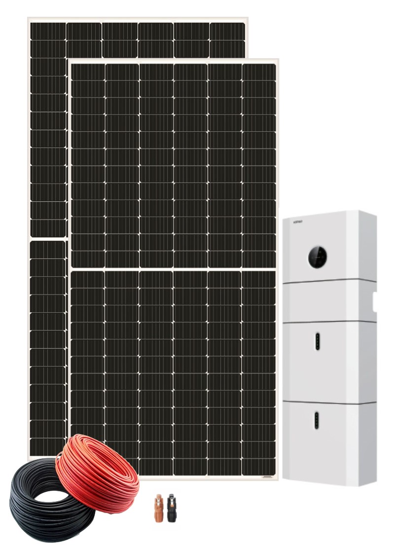 Pachet sistem fotovoltaic monofazat hibrid, 3.9 kW, 7x Panouri monocristaline Yingli 550 Wp, Invertor Kstar Blue-S-3680, Acumulator LFP (LiFePO4) Blue-Pack-5.1, Cablu si Conectori