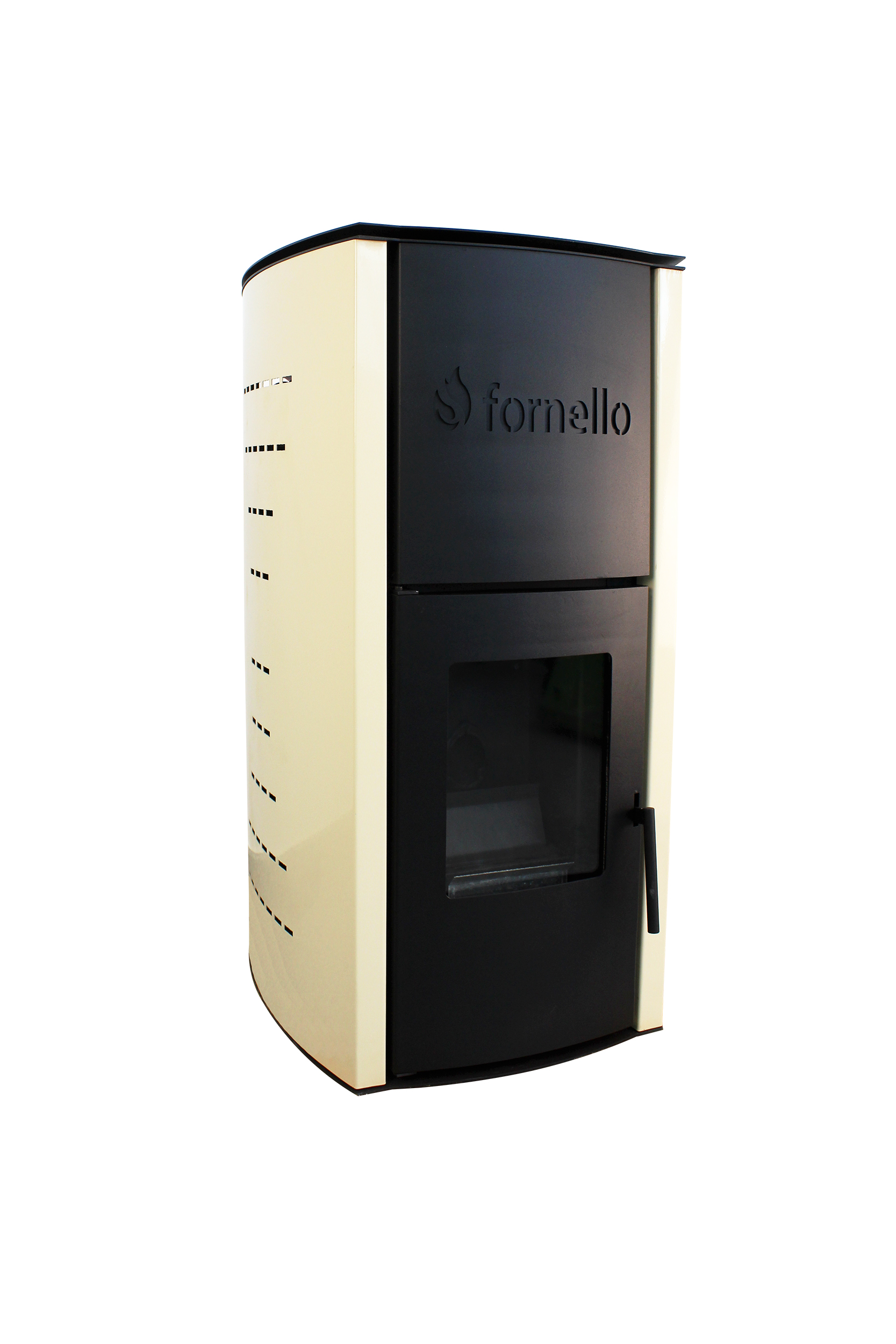 Pachet Termosemineu pe peleti Fornello Royal Ivory 18 kW complet echipat cu pompa vas expansiune automatizare culoare crem Boiler kit evacuare 3.5 ml Termostat Salus 091FLRFV2 Aspirator Cenusa si Fitinguri