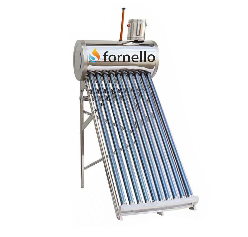 Panou solar nepresurizat Fornello pentru producere apa calda, cu rezervor inox 82 litri, 10 tuburi vidate si vas flotor 5 litri apa imagine noua