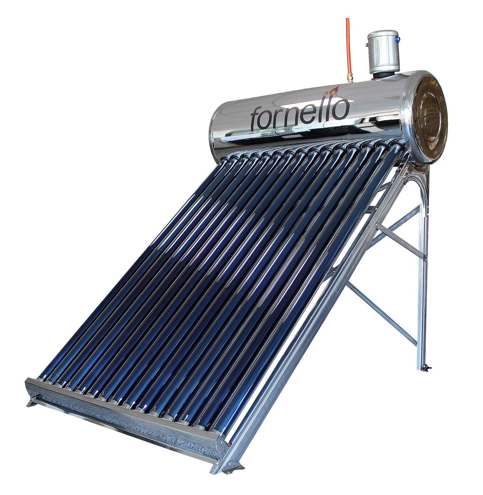 Panou solar nepresurizat Fornello pentru producere apa calda, cu rezervor inox 150 litri si 18 tuburi vidate Fornello imagine bricosteel.ro