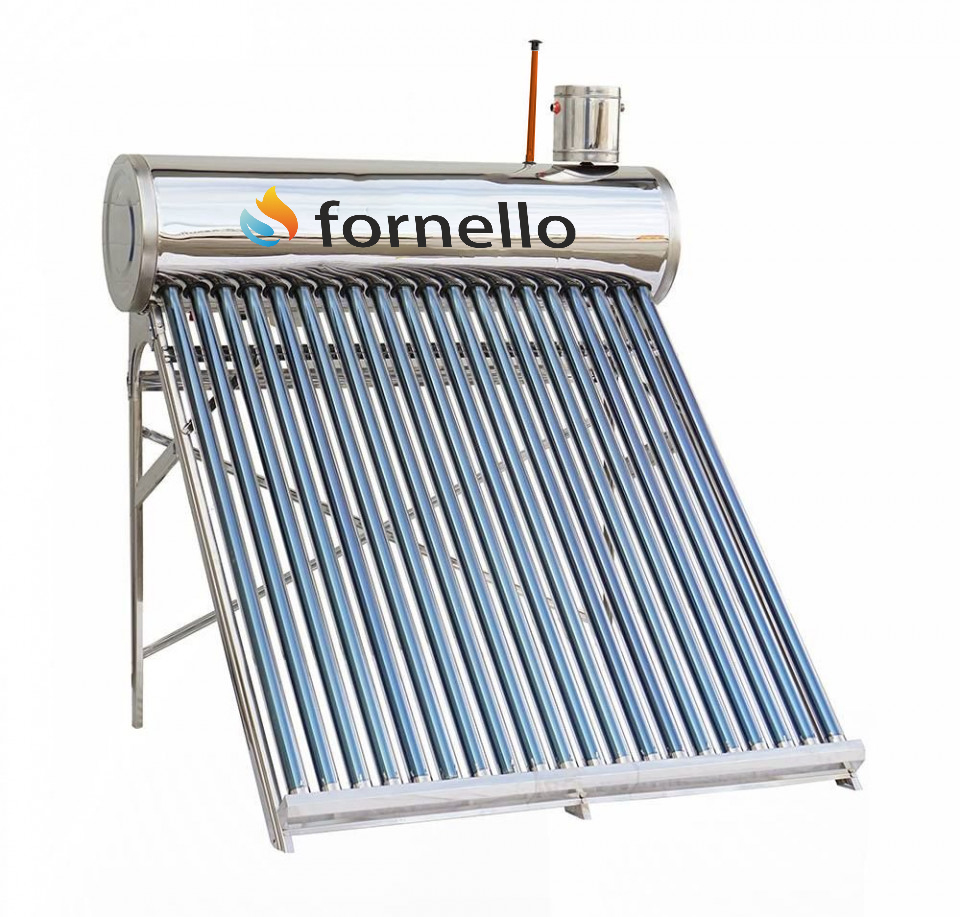 Panou solar nepresurizat Fornello pentru producere apa calda, cu rezervor inox 165 litri, 20 tuburi vidate si vas flotor 5 litri Fornello imagine bricosteel.ro