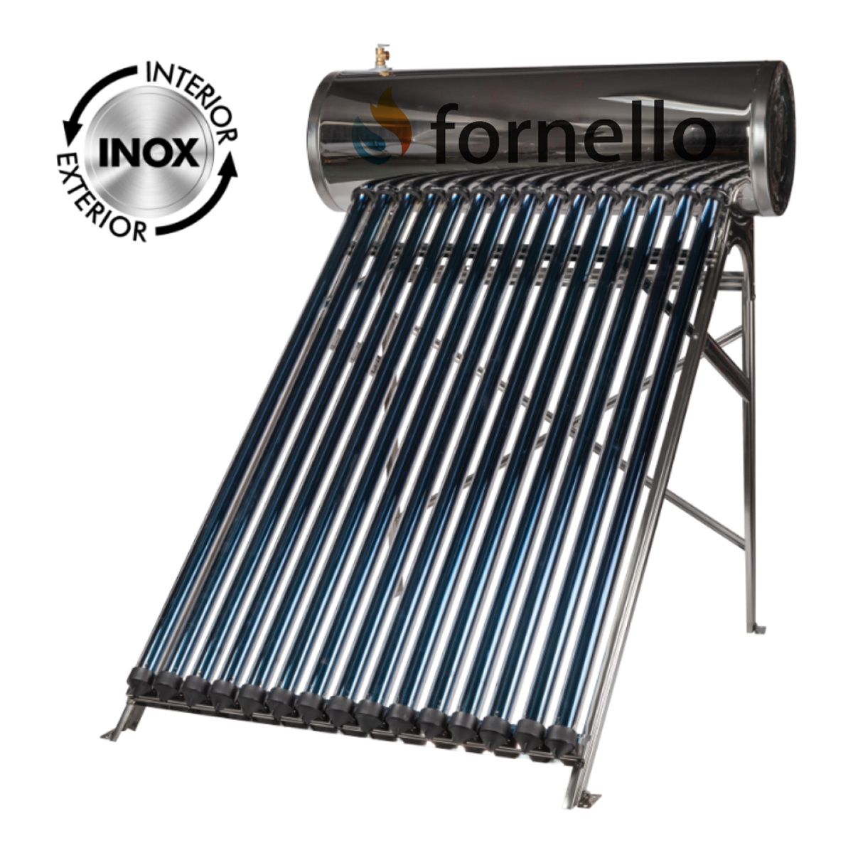 Panou solar presurizat compact FORNELLO SPP-470-H58/1800-15-c cu 15 tuburi vidate de tip heat pipe si boiler din inox de 135 litri Fornello