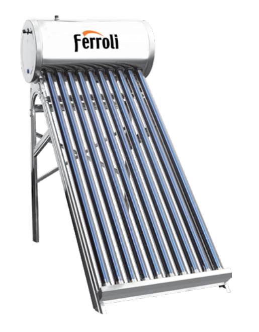 Panou solar presurizat din inox Ferroli Ecoheat – 12 tuburi si boiler 120L 120L imagine noua