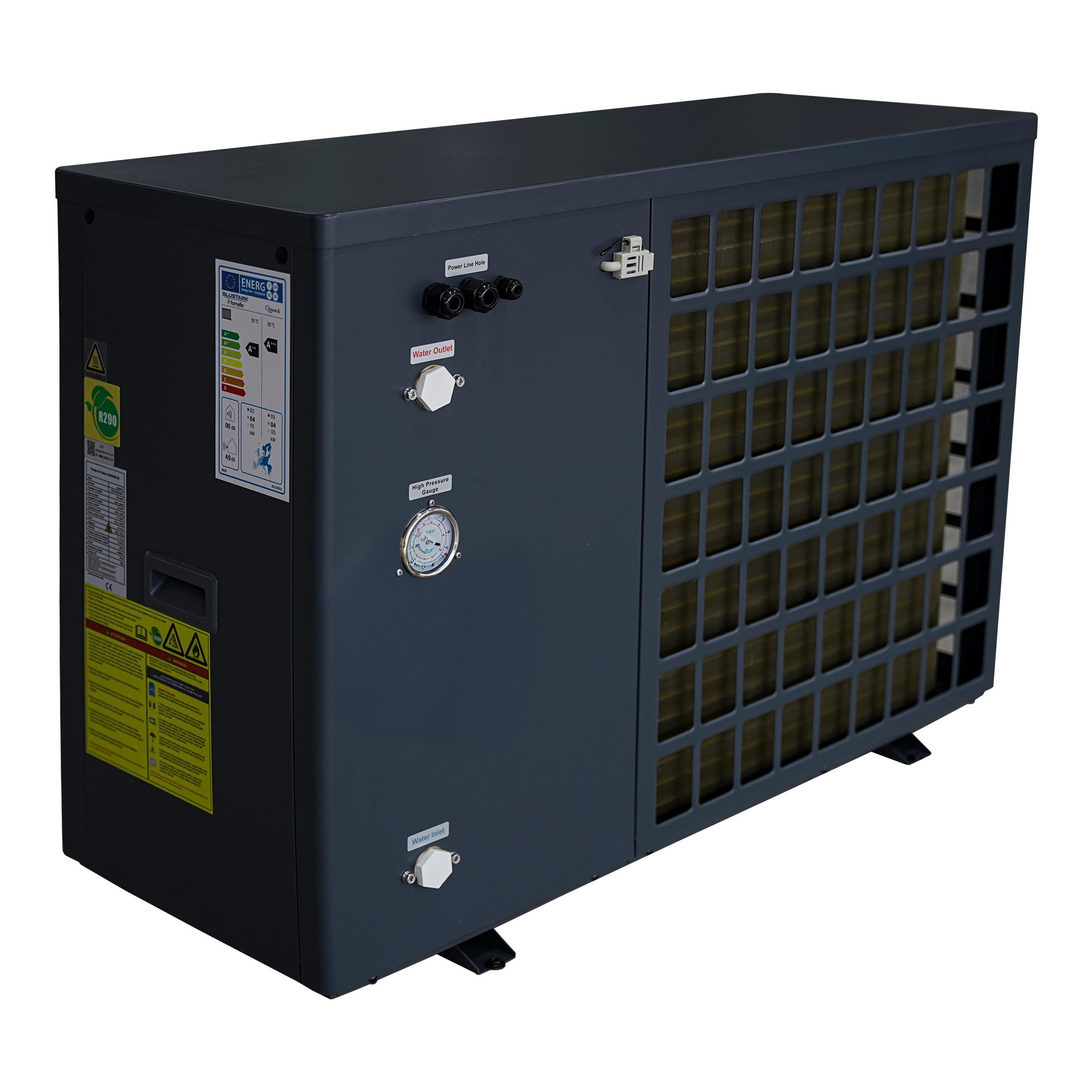 Pompa de caldura Fornello BLUSTARK monobloc aer-apa ecologica R290  incalzire/racire/apa calda 8.3 kW Qsense 9  Full DC Inverter – ERP A+++ Wi-Fi