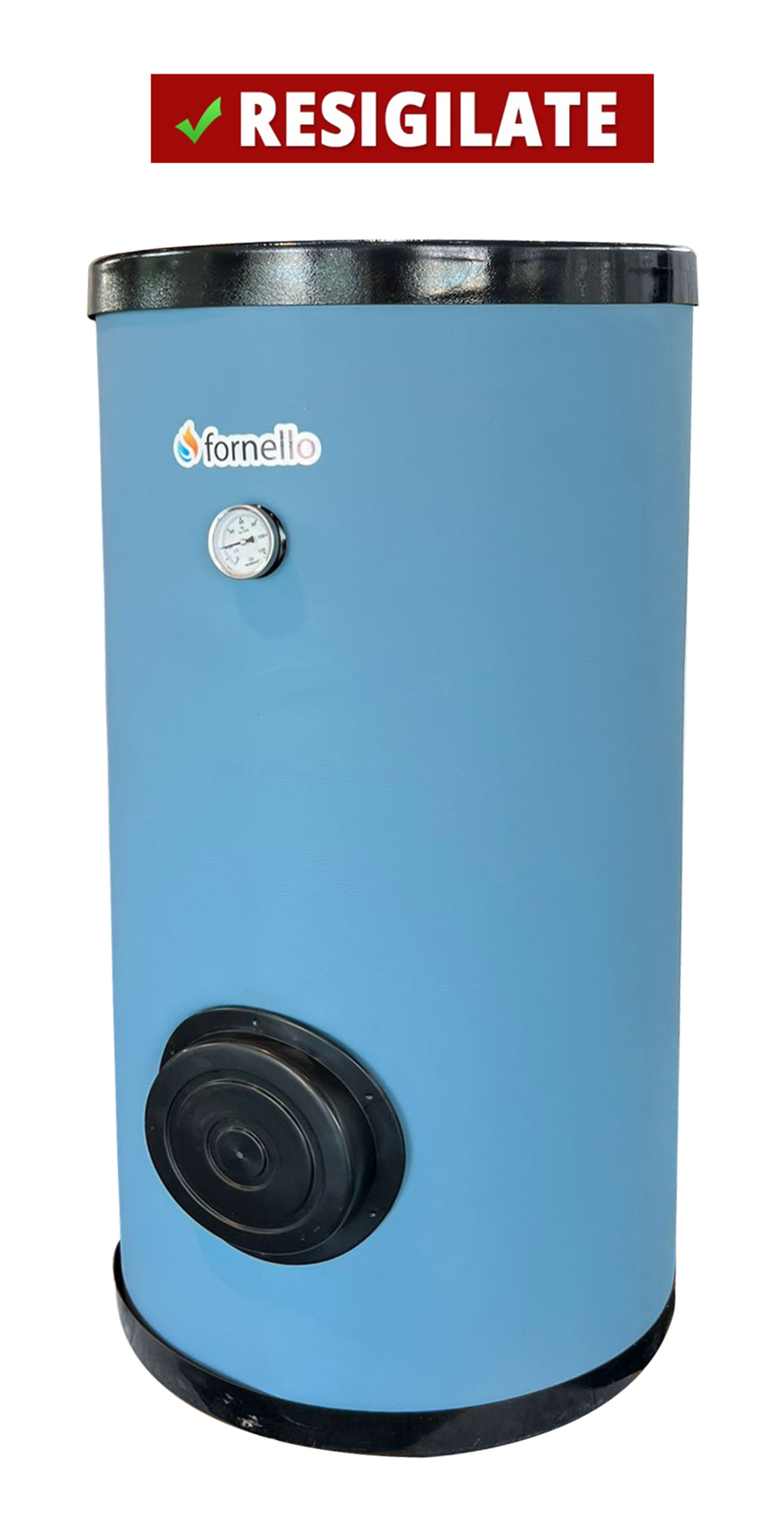 PRODUS RESIGILAT CU DEFECTE ESTETICE DAR IN PERFECTA STARE DE FUNCTIONARE !!! Boiler pentru pompa de caldura cu serpentina marita FORNELLO SOL HP 300 LT 1S montaj pe sol izolatie termica manta de protectie  flansa de vizitare