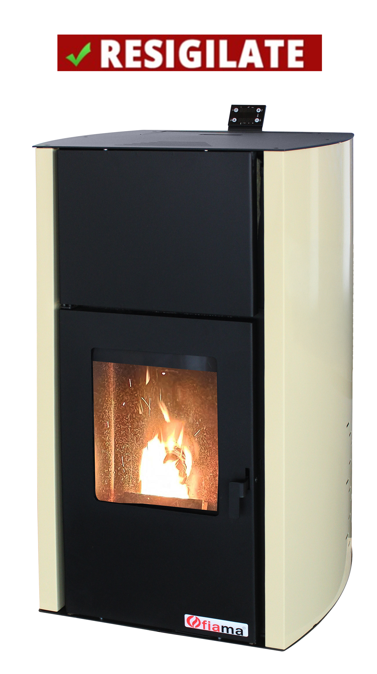 PRODUS RESIGILAT NOU CU MICI LOVITURI IN PERFECTA STARE DE FUNCTIONARE 26215 !!!Termosemineu pe peleti Fornello Fiama Confort 25 kw complet echipat pentru incalzire pompa vas expansiune automatizare buncar peleti 25 kg  tiraj fortat