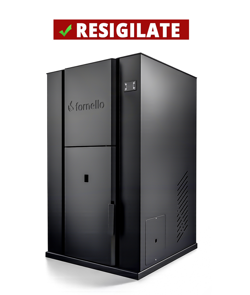 PRODUS RESIGILAT NOU IN PERFECTA STARE DE FUNCTIONARE 26994 !!!  Centrala monobloc pe peleti Fornello  Pellet King  35 kw complet echipata   pentru incalzire pompa  vas de expansiune supapa de siguranta automatizare