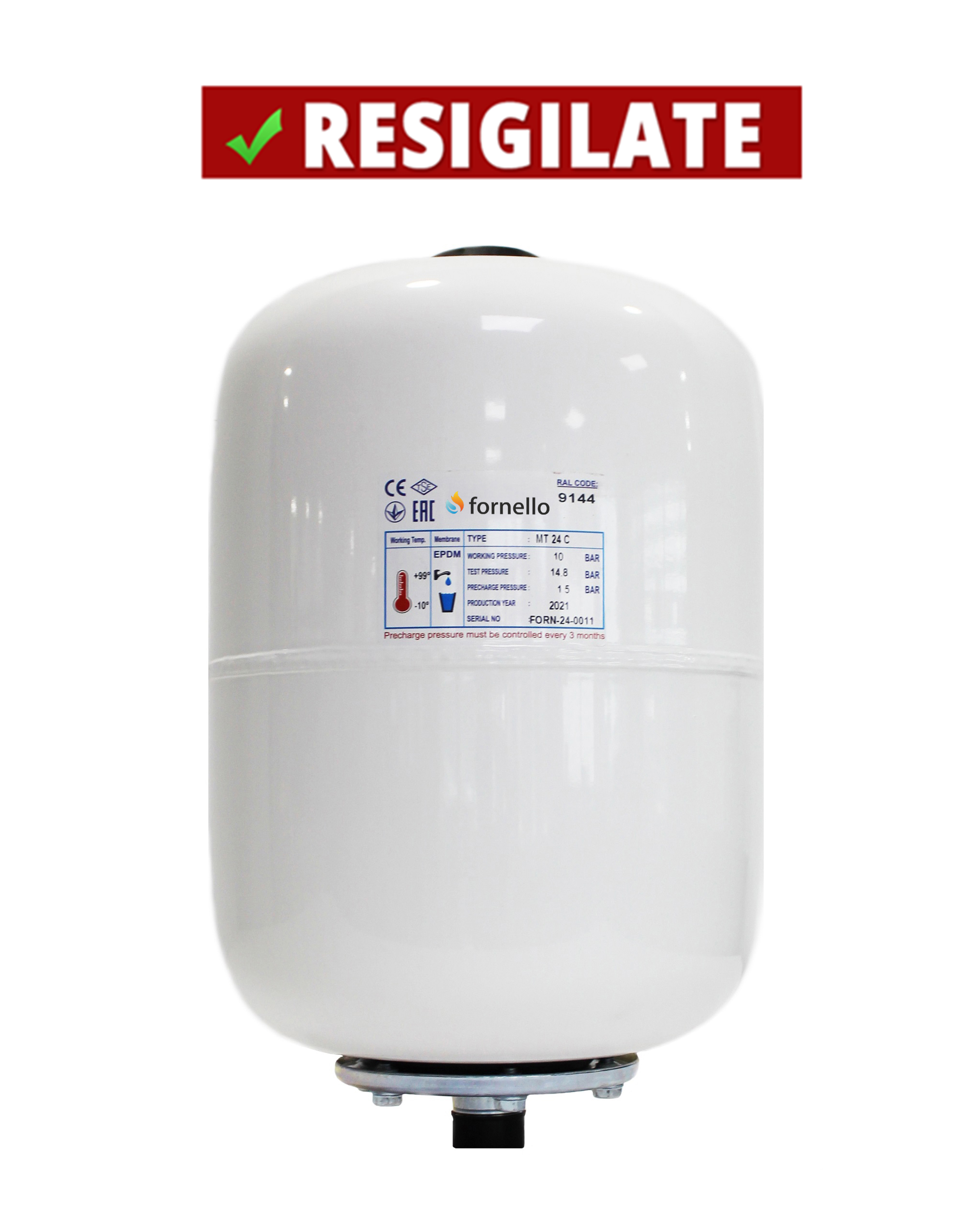 PRODUS RESIGILAT SAU USOR LOVIT DAR IN PERFECTA STARE DE FUNCTIONARE (15005) !!! Vas expansiune sanitar Fornello 18 litri vertical culoare alb presiune maxima 10 bar membrana EPDM