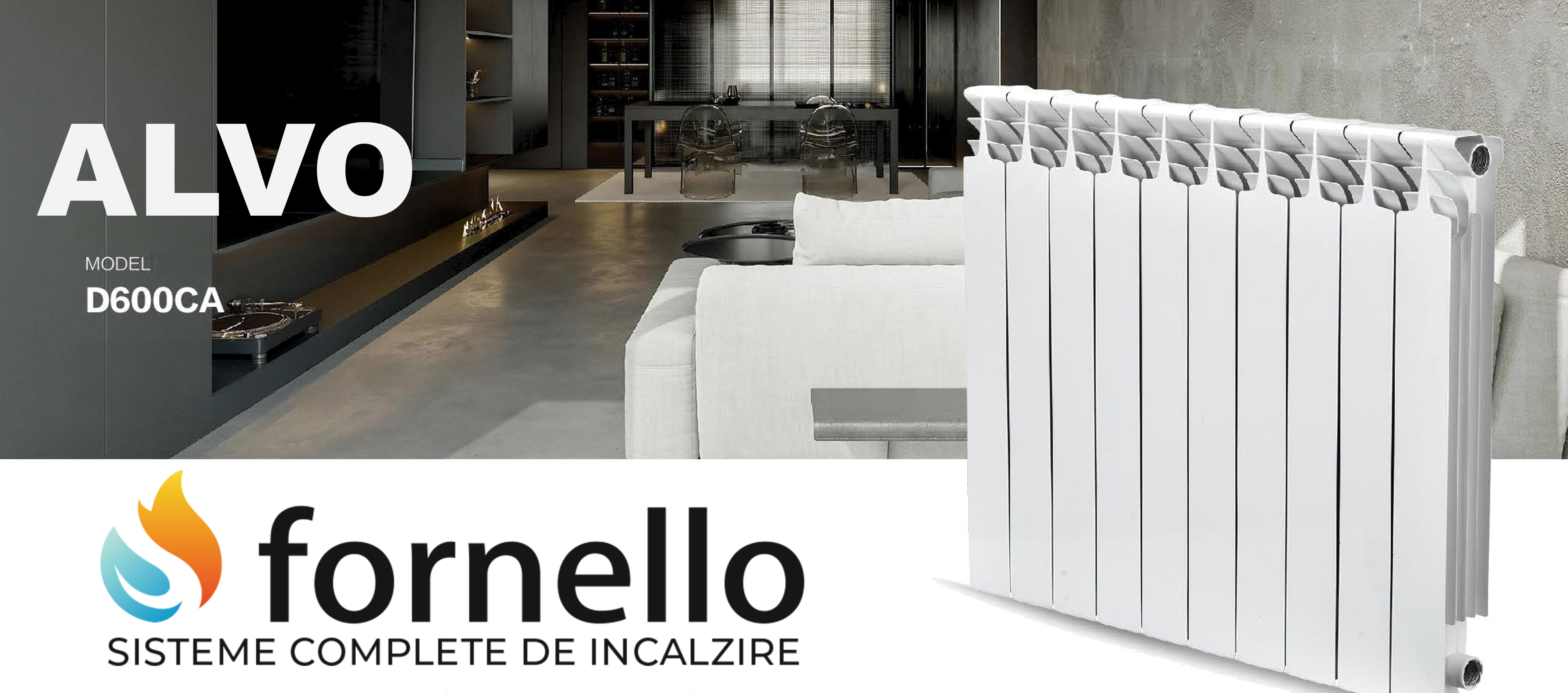 Radiator (calorifer) din aluminiu Fornello ALVO D600CA baterie 10  elementi 10 ani garantie inaltime 600 mm