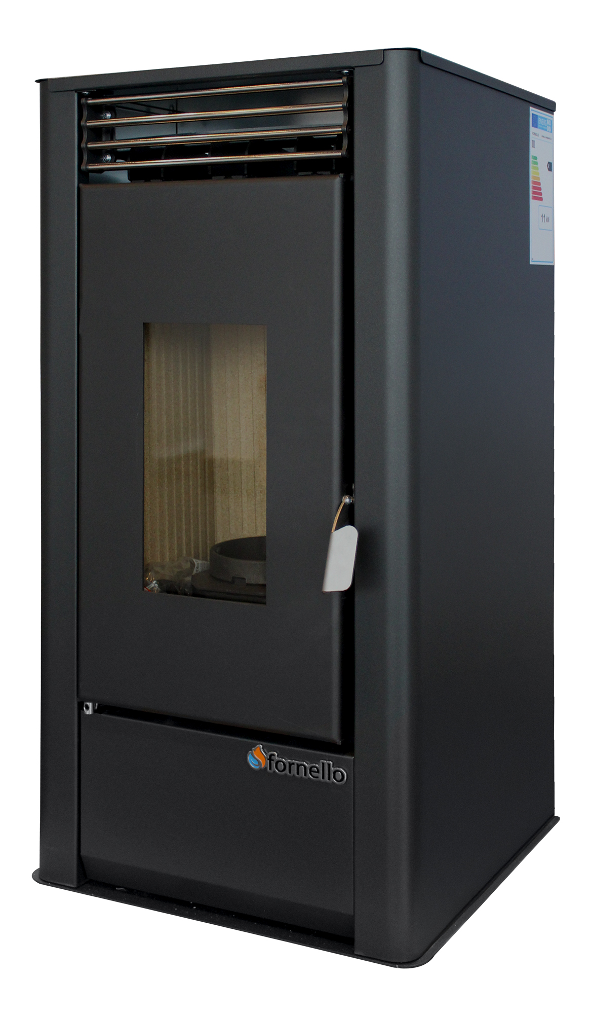 Semineu (Soba) pe Peleti cu aer cald Fornello Air SmartPell 11 KW, culoare Black Sobe pe peleti