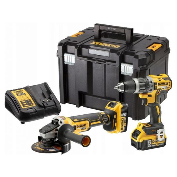 DeWalt Set 2 masini dewalt dck2020p2t, cu 2 acumulatori xr 18v / 5.0ah si incarcator in cutie tstak vi