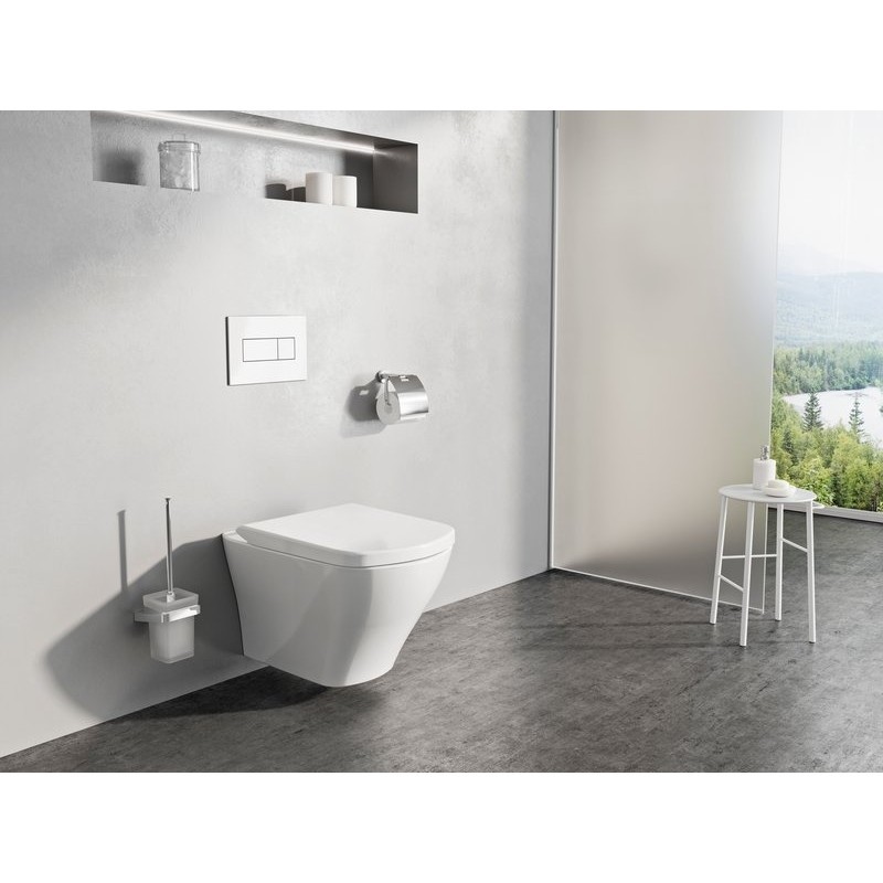 SET Ravak Classic RimOff Vas WC suspendat 37×51 cm, alb cu Ravak Classic Slim Capac Vas WC ( stoc bucegi ) 37x51