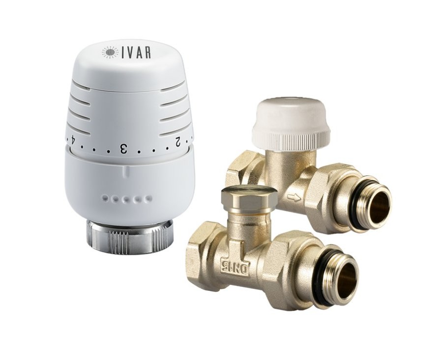 Set robineti calorifer - cap termostatic + robinet termostatat + robinet retur 1/2