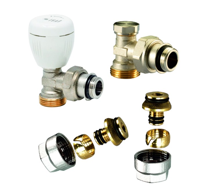 Set robineti calorifer - tur + retur + conectori pentru teava pexal 16x2 Ivar
