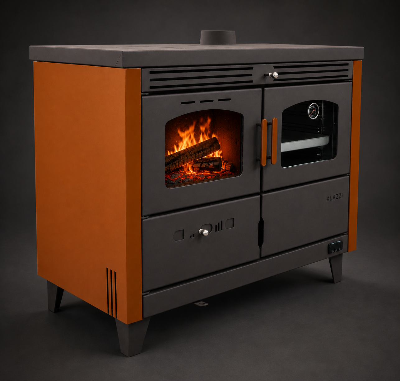Termoșemineu Fornello Alazzi 25 kW cu Plită și Cuptor, Pompă