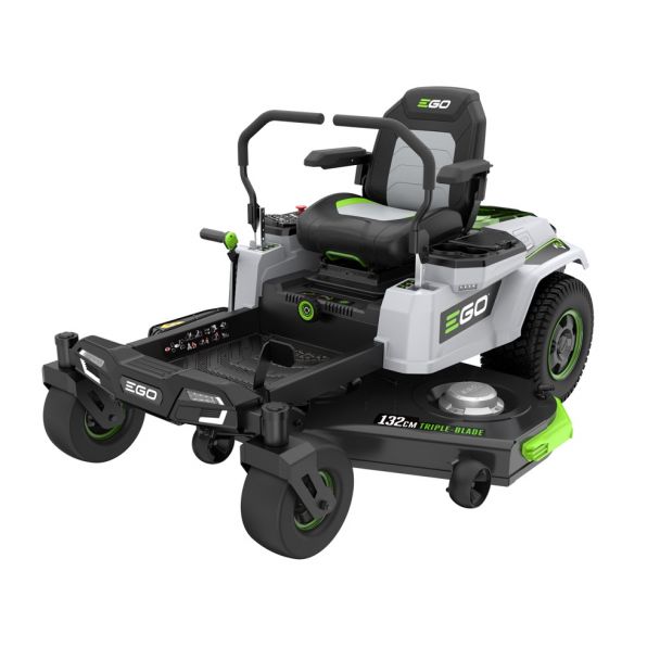 Set tractor de tuns iarba Ego Power ZT5201E-L, cu 2 acumulatori, 56 V/10.0 Ah, 132 cm