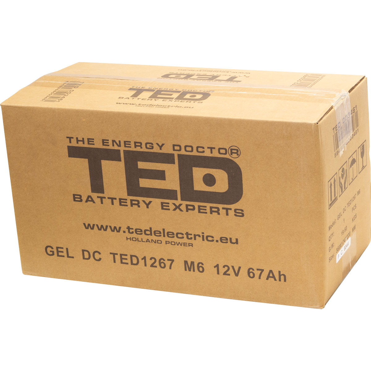 Acumulator 12V GEL Deep Cycle, Dimensiuni 350 x 166 x 176 mm, Baterie 12V 67Ah M6, TED Electric TED003461