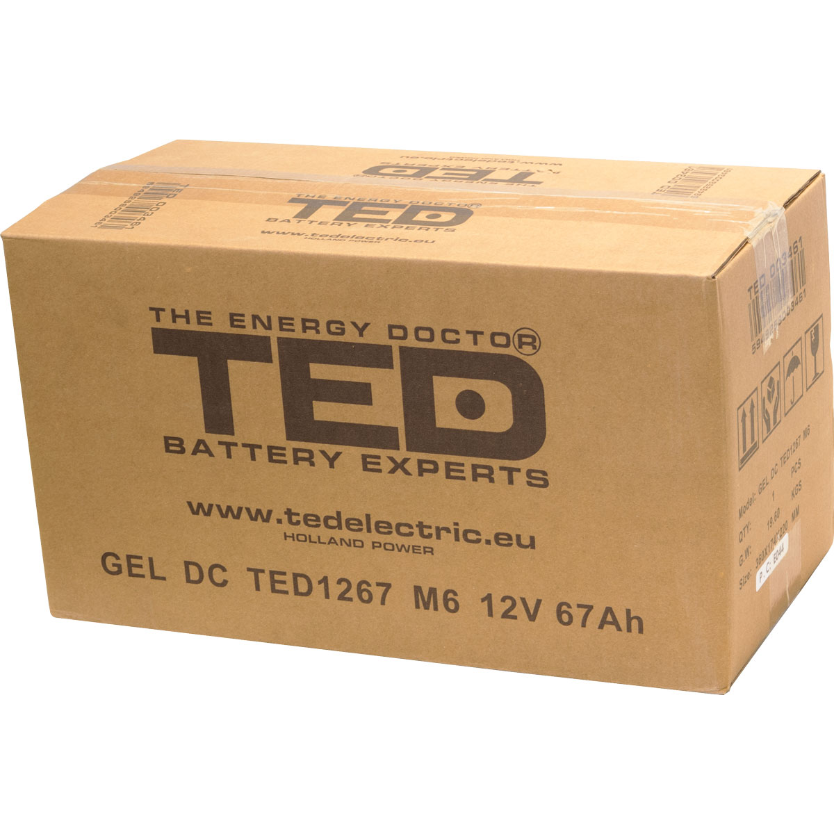 Acumulator 12V GEL Deep Cycle, Dimensiuni 350 x 166 x 176 mm, Baterie 12V 67Ah M6, TED Electric TED003461