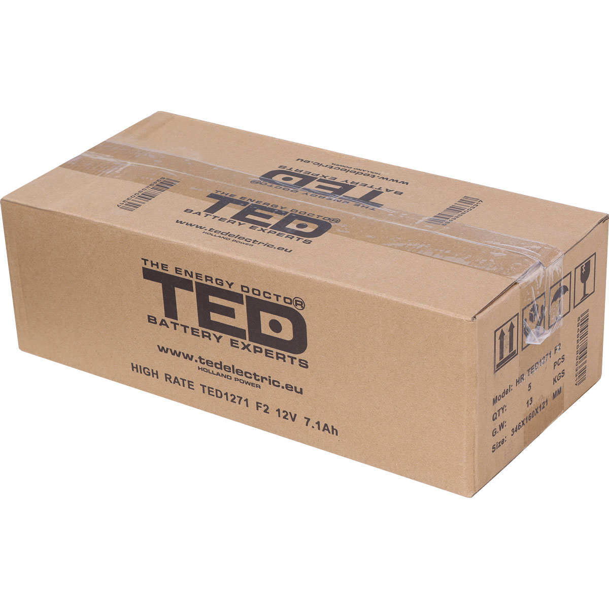 Acumulator 12V High Rate, Dimensiuni 151 x 65 x 95 mm, Baterie 12V 7.1Ah F2, TED Electric TED003300