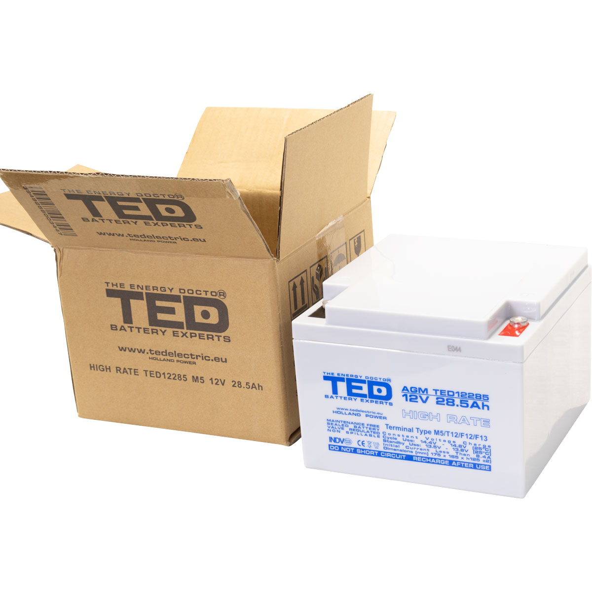 Acumulator 12V High Rate, Dimensiuni 165 x 175 x 125 mm, Baterie 12V 28.5Ah M5, TED Electric TED003447