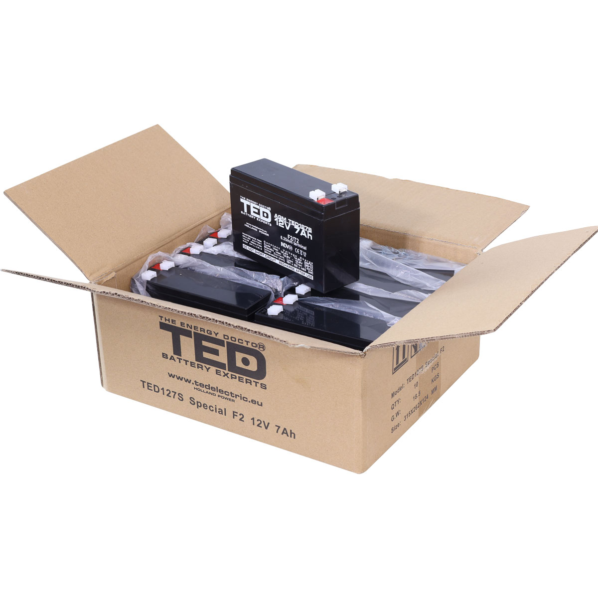 Acumulator 12V Stationar VRLA, Dimensiuni 149 x 49 x 95 mm, Baterie 12V 7Ah F2, TED Electric TED003195