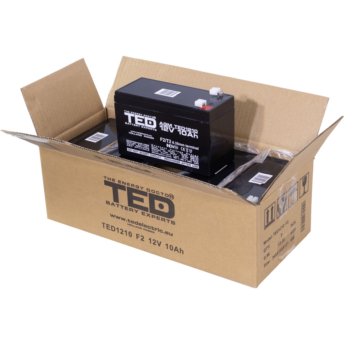 Acumulator 12V Stationar VRLA, Dimensiuni 151 x 65 x 95 mm, Baterie 12V 10Ah F2, TED Electric TED002730