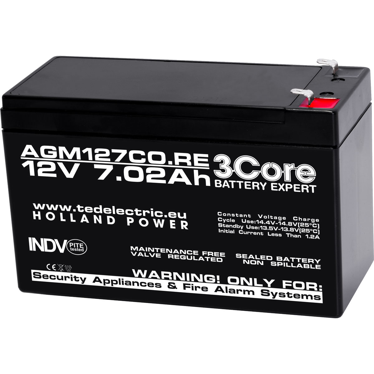 Acumulatori Stationari Etansi - Acumulator 12V Stationar VRLA, Dimensiuni 151 x 65 x 95 mm, Baterie 12V 7.02Ah, TED Electric, globstar.ro