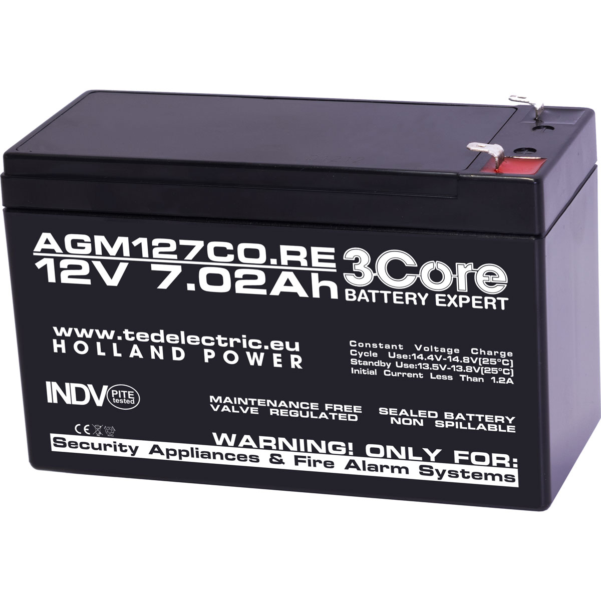 Acumulatori Stationari Etansi - Acumulator 12V Stationar VRLA, Dimensiuni 151 x 65 x 95 mm, Baterie 12V 7.02Ah, TED Electric, globstar.ro