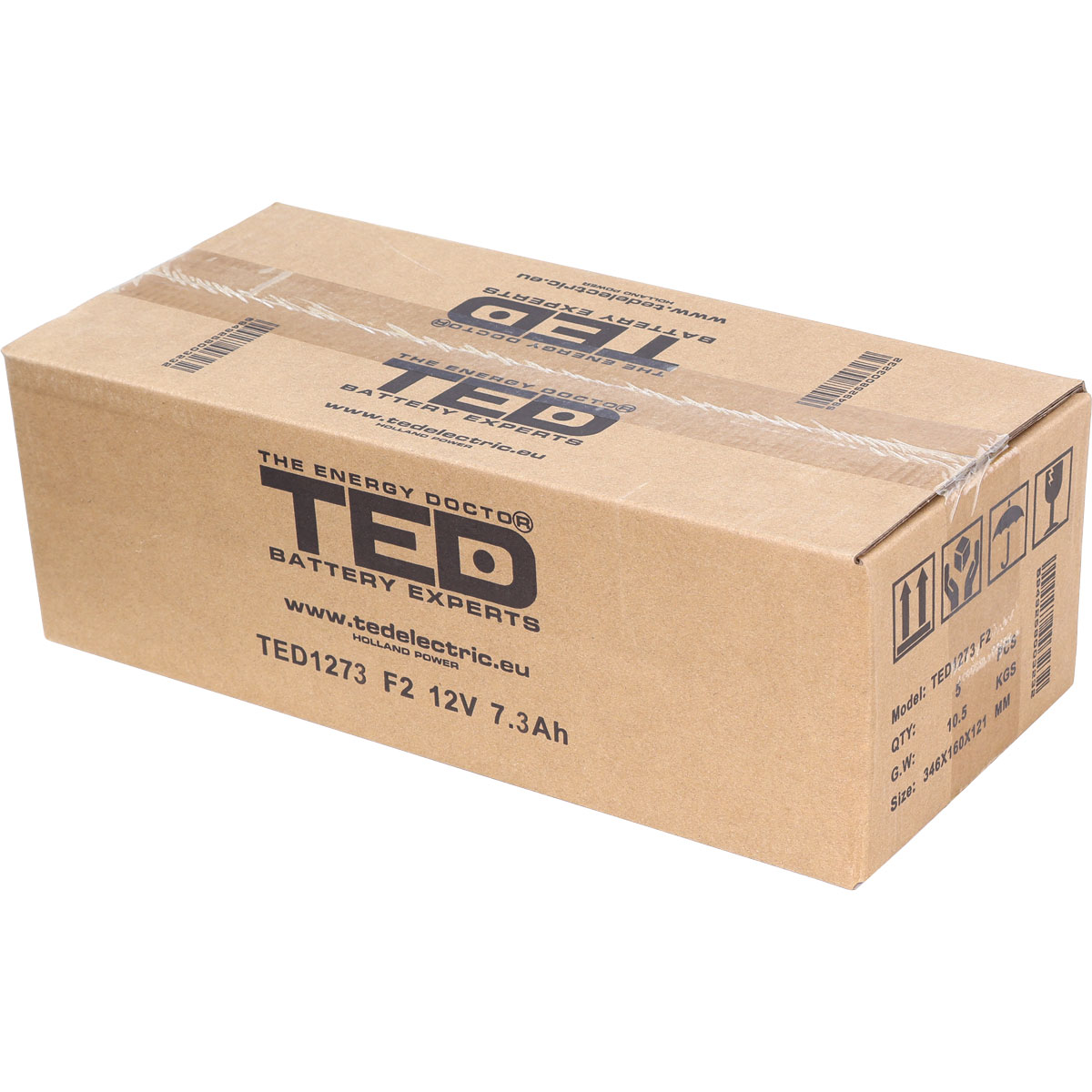 Acumulator 12V Stationar VRLA, Dimensiuni 151 x 65 x 95 mm, Baterie 12V 7.3Ah F2, TED Electric TED003249