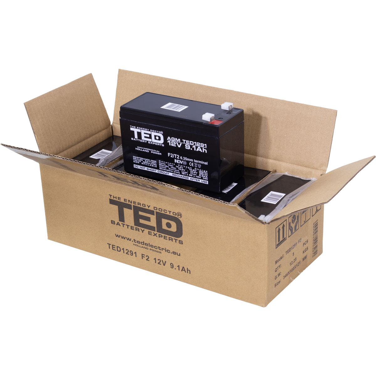Acumulator 12V Stationar VRLA, Dimensiuni 151 x 65 x 95 mm, Baterie 12V 9.1Ah F2, TED Electric TED003263