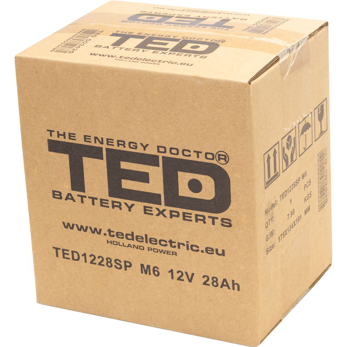 Acumulator 12V Stationar VRLA, Dimensiuni 165 x 125 x 175 mm, Baterie 12V 28Ah M6, TED Electric TED003430